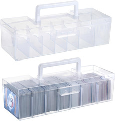 2 Plastic Trading Card Storage Boxes Clear Plastic Card Storage Cases with Divid