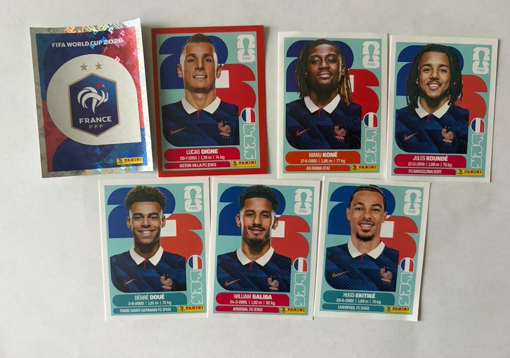 Panini FIFA World Cup 2026 Stickers- France Lot FRA1,4,5,8,11,17,19 Red Border