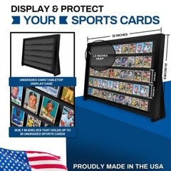 Trading Card Display Case 50 Ungraded USA Tabletop Sport Wood Show Stand Frame