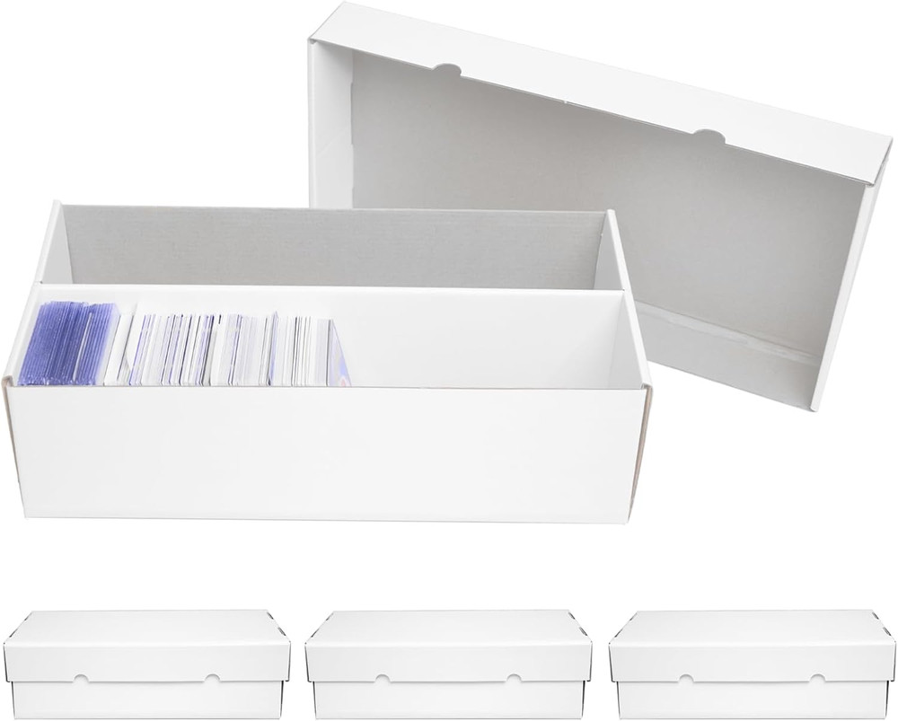 4 Pack 2-Row Card Storage Box (Holds up to 1600 Cards per Box), Easy Access Trad