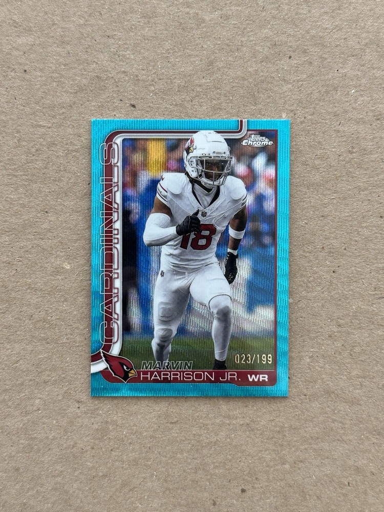 2025 Topps Chrome Marvin Harrison Jr #1 Aqua Wave Refractor /199 Cardinals