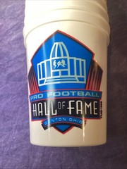 Pro Football Hall Of Fame Aluminum/Leather Travel Cup Mug W Lid + Plastic Cups