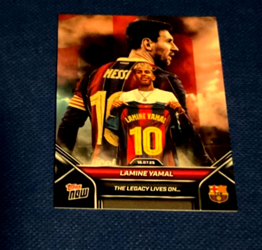 LAMINE YAMAL/LIONEL MESSI 2025 TOPPS NOW THE LEGACY LIVES ON #002