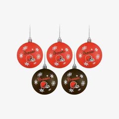 Cleveland Browns Shatterproof BALLS Christmas Tree Holiday Ornaments Set 5 pack