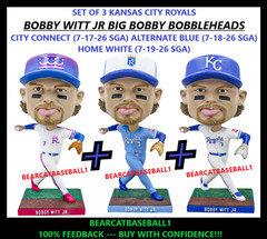 SET OF 3 BIG BOBBY WITT JR BOBBLEHEADS KANSAS CITY ROYALS SET 7-19 SGA PRESALE