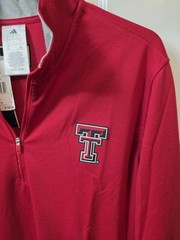 RARE Adidas Texas Tech Red Raiders Coaches Pullover Golf 1/4 Zip Red Mens Size L