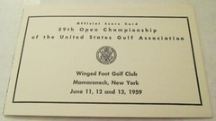 OFFICIAL UNUSED SCORECARD-1959 U.S. OPEN WINGED FOOT GC BILLY CASPER WIN