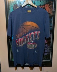 Vintage Navy Nutmeg Mills 90s Denver Nuggets Shirt Size Large Made In USA