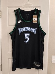 NBA T-Wolves Anthony Edwards Black Throwback “Pine Trees” Swingman Jersey Sz L