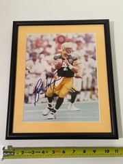 6 Framed NFL Autographed pics, Smith, Favre, Sanders, Testaverde, George, Davis