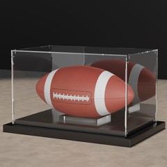 Xiomot Football Display Case With Mirror Back and Black Case, Clear