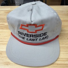 Vintage NASCAR Trucker Rope Hat 1980s CHEVY Riverside The last lap. MADE in USA