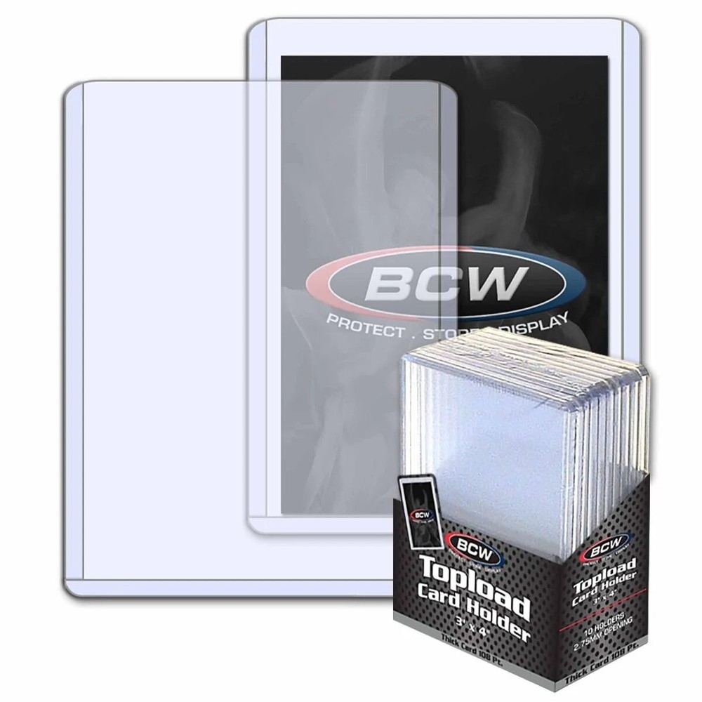 Pack of 10 BCW Toploaders 108 pt. Top Loaders Topload Rigid Sleeves~Thick Cards