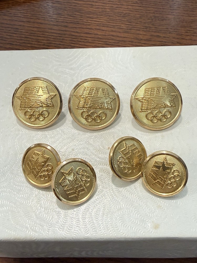 7 1984 USA Los Angeles Olympic Committee Gift Gold-plated Buttons