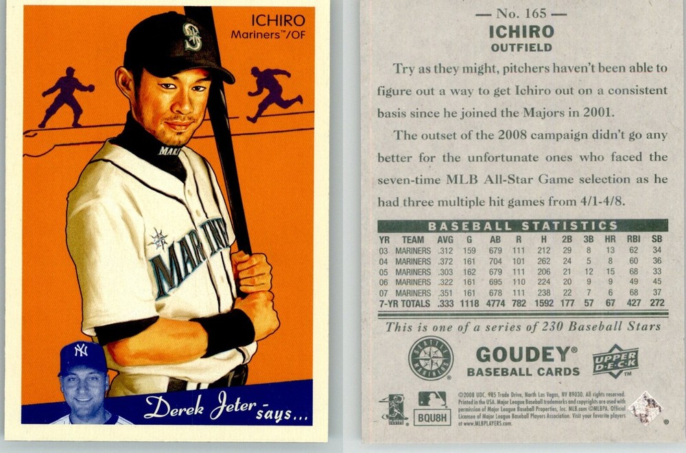 Ichiro Suzuki 2008 Upper Deck Goudey #165 Seattle Mariners