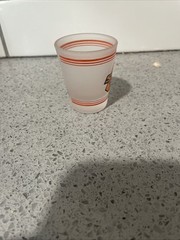 Oklahoma State University OSU Shot glass Frosted Striped Orange Clear 1oz Ncaa
