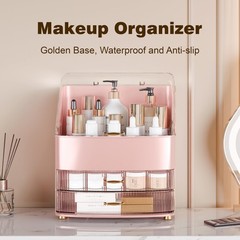 Makeup Organizer Countertop Vanity with Transparent Lid Drawers Waterproof Dustp