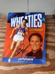 Bruce Jenner Wheaties Cardstock Signed Olympic Decathlon Memorabilia 11×8.5