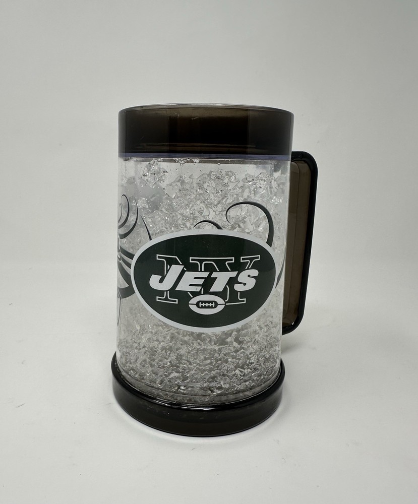 New NFL 16 Oz Crystal Frosted Freezer Mug Beer Drink Glass New York Jets