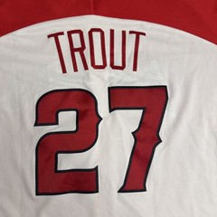 Majestic Mike Trout LA Angels #27 Stitched Jersey Men’s XL White Red MLB