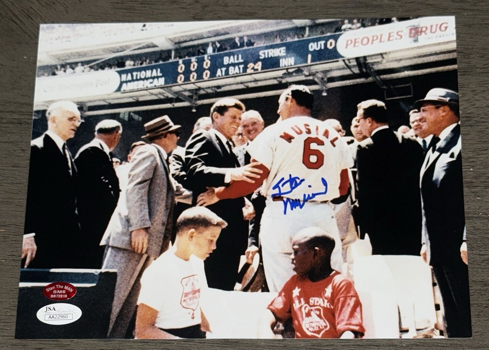 Stan Musial / John F. Kennedy 1962 All-Star Game signed 8×10 Cardinals (JSA STM)