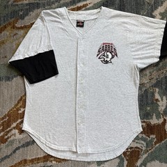 Vtg 90s Buffalo Sabres Baseball Jersey Style Shirt Grey Large NHL Hockey