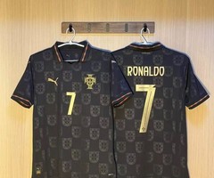 Portugal 2025 UEFA Nations League Winners black jersey with Cristiano Ronaldo #7