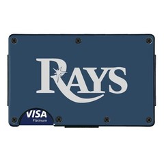 Tampa Bay Rays Engraved Titanium Blue RFID Blocking Wallet w Clip D7