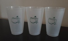Lot of 3 Masters Tournament Plastic Clear Frosted Undated Cups Golf Beverage