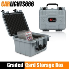 Gray 50 CT Graded Card Storage Box Travel Waterproof Case Slab Holder+Protector