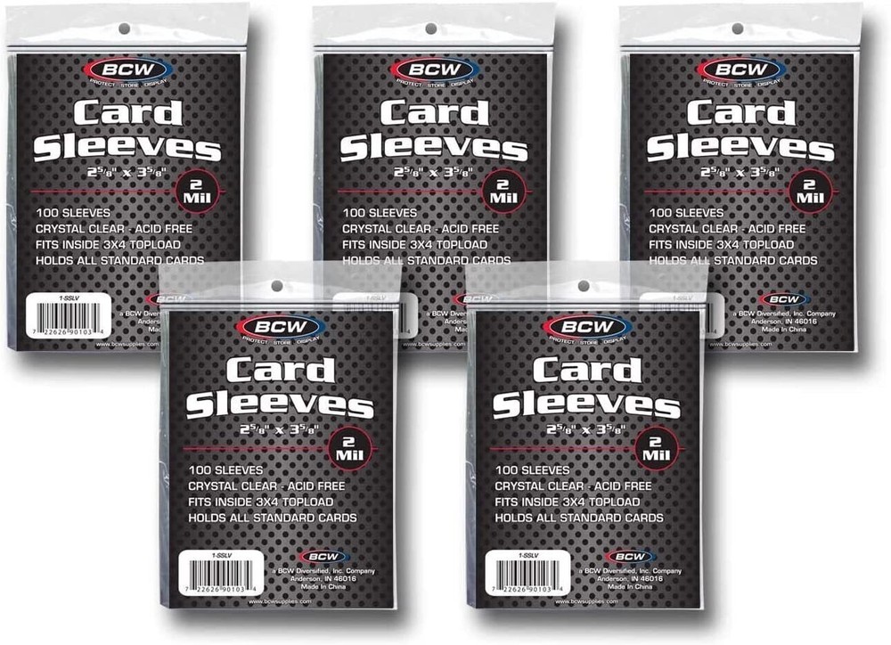 (500) BCW Crystal Clear Trading Card Sleeves 5 Packs Of 100 Sleeves Acid Free