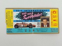 53rd International 500 Mile Sweepstakes Indy 500 Ticket May 30 1969 Bobby Unser