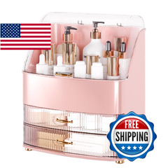 Makeup Organizer Countertop Vanity with Transparent Lid Drawers Waterproof Dustp