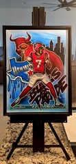 1/1 CJ Stroud DOWNTOWN! Custom 16×12 Canvas Art Framed