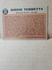 1962 Topps #588 Birdie Tebbetts (wrinkle) High # Milwaukee Braves *87
