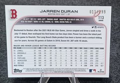 2022 TOPPS CHROME SONIC JARREN DURAN ROOKIE SONIC PURPLE AND YELLOW PULSE…