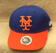 New York Mets baseball cap hat adult hook & loop blue orange embroidered logo 3D