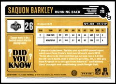 2018 Panini Classics #213 Saquon Barkley Rookie