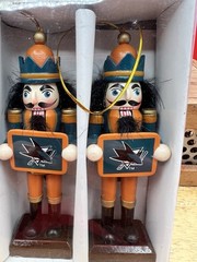 3 Piece San Jose Sharks Wooden Nutcracker Christmas OrnamentS NHL 5 Inches