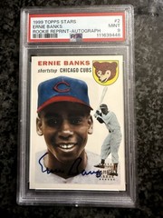 ERNIE BANKS 1999 Topps Stars 1954 RC Rookie REPRINT Signature PSA 9 AUTO Mint