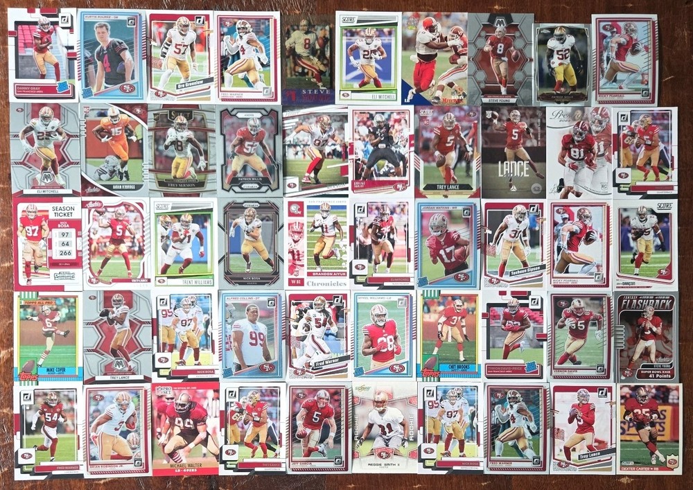 NFL Football San Francisco 49ers Rookie Insert 50 Card Team Lot Collection