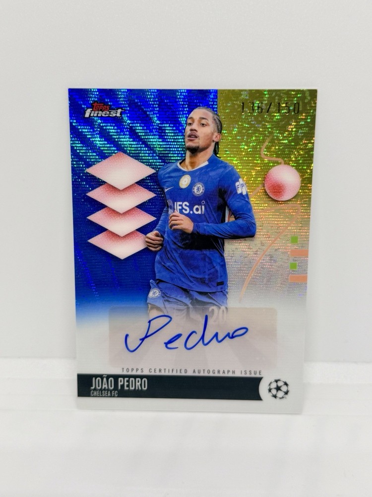 JOAO PEDRO 2025-26 Topps Finest UEFA Blue Wave Refractor Auto /150 Chelsea