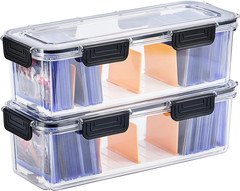 Toploader Storage Box, Trading Card Storage Box with 5 Dividers, Hard Plastic TC