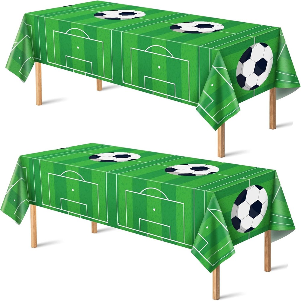 2Pcs Soccer Pattern Tablecloth Sports Party Decor Supplies