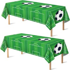2Pcs Soccer Pattern Tablecloth Sports Party Decor Supplies