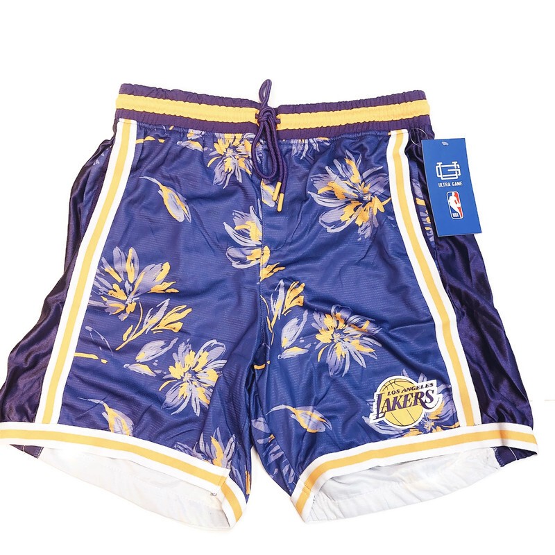 UNK NBA Los Angeles Lakers Shorts Mens Size M Purple Tropical Floral Basketball