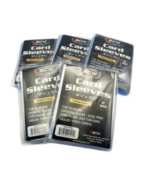 (500) BCW Thick Trading Card Sleeves (5 Packs) For Extra Thick Sports Cards