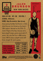 2025 Topps Living Set Basketball Card 2 Jalen Brunson – 25 Cents Shipping!