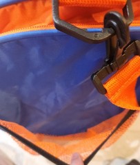 New York Mets And Verizon Logo duffel bag in blue and orange