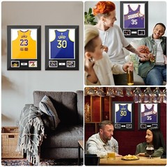 Jersey Display Case with UV Plexiglass, Mat & Pinboard for Sports Shirt (3 Pack)